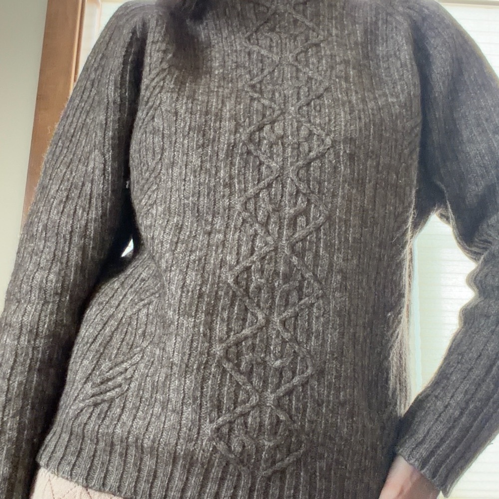 Claiborne Wool/Aplaca Women's Cowl Neck Sweater - Brown